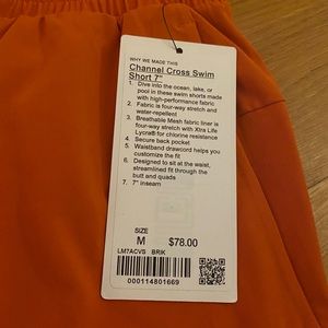 🍋 NWT Lululemon Mens Channel Cross swim short M🍋